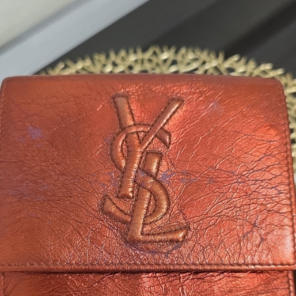 Yves Saint Laurent Shimmering Copper Wallet RARE VINTAGE - Picture 2 of 16